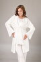 Women's Ecru Jacquard Shawl Collar Maternity Dressing Gown 3-Piece Pajama Set - 3