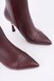Women's Heeled Boots Pointed Toe Burgundy Leather-Look Gold Detailed 9.5 cm Thin Heel Stylish Design - 6