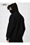 Masked Ninja Black Unisex Sweatshirt Cardigan 3 Yarn Thick Pola - 3