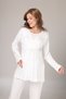 Women's Ecru Jacquard Shawl Collar Maternity Dressing Gown 3-Piece Pajama Set - 4