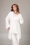 Women's Ecru Jacquard Shawl Collar Maternity Dressing Gown 3-Piece Pajama Set - 5