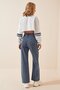 Neo Medium Blue Snow Wash Stretch Fabric Super High Waist Loose Leg Denim Palazzo Pants - 2
