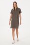 Women's Mink Zippered High Collar Mini Length Knitted Dress 50314216-Vr052 - 3