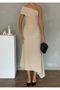 One Shoulder Skirt Asymmetrical Cut Body-Hugging Long Lunara Evening Dress - 5
