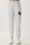 Embroidered Ş Fleece-Lined Jogger Sweatpants Lzv0039 Gray Melange - 3