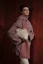 Belted shawl collar detailed coat burgundy - 2