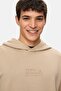 Winfrey Dark Beige Hooded Seersucker Printed Soft Textured Modal Fabric Standard Fit Men's Sweatshirt - 2