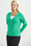Oversized Knitwear Cardigan with Metal Buttons - Green - 3
