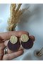 Mocha Coffee Gold Color Textured Ultra Light Polymer Clay Women's Earrings Handmade Steel Earring Apparatus - 2