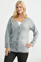 Oversized Pocket Knitwear Cardigan - Gray - 2