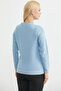 Oversized Knitwear Cardigan with Metal Buttons - Blue - 5
