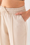 Women's Beige Balloon Fit Double Pocket Modal Fabric Soft Textured High Waist Elastic Stretch Fabric Sweatpants - 5