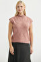 Mock Neck Sleeveless Knitwear Sweater - Rose