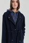 Inflatable-Looking Cashmere Coat Navy Blue - 3