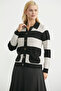 Wool Color Striped Pocket Knitwear Cardigan - Black - 5