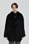 Fringed Faux Fur Coat Black - 4
