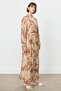 Comfortable Fit Linen Dress Camel - 2
