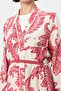 Comfortable Fit Linen Dress Burgundy - 3