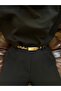 Surge Rectangular Patterned Women's Gold Buckle Belt Waist Belt Coat Belt Dress Belt Trouser Belt