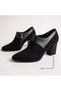 Black Suede Genuine Leather Patent Leather Detailed Women's Thick Heeled Boots - 2