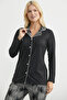 Patterned Buttoned Pajama Set - Black - 4