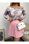 Women's Purple Patterned Off Shoulder Viscose Long Sleeve Blouse - 5