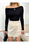 Women's Black Off Shoulder Viscose Long Sleeve Blouse - 2