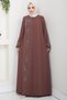 Plus Size Leaf Stone Mother Dress Brown Hm2350