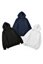 Unisex Black & Indigo & White 3-Piece Straight Deal Pack 3 Thread Ov Oversized Weatshirt - 2