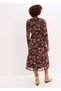 Women's Plus Size Black, Elastic Waist, Floral Print Lined Tulle Dress 65N39218 - 8