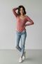 Women's Square Collar Long Sleeve Bottom Snap Bodysuit Blouse