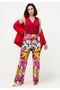 Women's Plus Size Red, Wrap Neck, Floral Print Jumpsuit 65N39217 - 5
