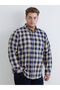 From Uzg Store, Big Size Standard Fit Long Sleeve Checkered Embroidered Gabardine Men'S...