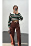 Women's Brown Belted High Waist Palazzo Jeans