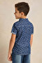 Boys Blue Shirt With White Printed T-shirt - 4
