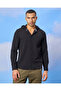 Men Black Hoodie Jacquard Shirt