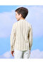 Boys Beige Striped Mandarin Collar Shirt - 3