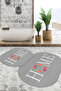 Digital Non-Slip Base Washable Floral Home Written Oval Bath Mat Toilet Set - 3