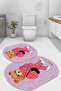 Digital Non-Slip Base Washable Elephant Man Patterned Oval Bath Mat Toilet Set - 2