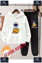 Children's Unisex Special Printed Hooded Tracksuit Set with the Text: "Astronaut Space Planet Above It".