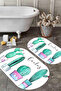 Digital Non-Slip Base Washable Colorful Cactus Model Oval Bath Mat Toilet Set - 4