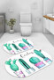 Digital Non-Slip Base Washable Colorful Cactus Model Oval Bath Mat Toilet Set - 2