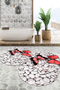 Digital Non-Slip Base Washable Butterfly Pattern Oval Bath Mat Toilet Set - 3
