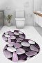 Digital Non-Slip Base Washable Stone Patterned Oval Bath Mat Toilet Set - 2