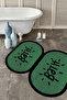 Digital Non-Slip Base Washable Bath Written Oval Bath Mat Toilet Set - 6