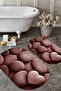 Digital Non-Slip Base Washable Heart Stone Pattern Oval Bath Mat Toilet Set - 4