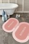 Digital Non-Slip Base Washable Bathroom Written Oval Bath Mat Toilet Set - 7