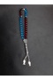 Fish Detailed Fan Rosary Designed with Burgundy Blue Glass Beads - 3