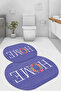 Digital Non-Slip Base Washable Floral Home Written Oval Bath Mat Toilet Set - 2
