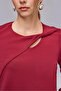 Burgundy Knitted Blouse with Twist Detail at the Neck - 3